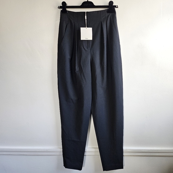 New Tibi Tropical Wool Blend Yasmeen High Waisted Black Trouser Pants NWT Size 4 - Picture 12 of 16